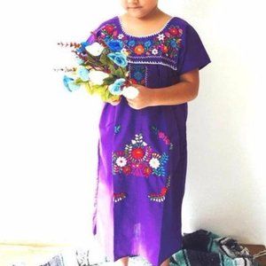 Mexican Dress for Girls Purple Size 10